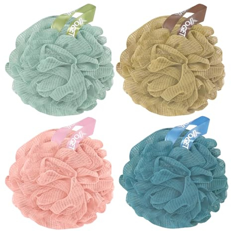 Yoget 4 Pack Shower Loofah Sponge, 60G Bath Loofa Exfoliating Body Scrubber