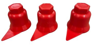 KRAM-Tuck - 100x Radschrauben - Radmuttern - Radschraubenkappen - Radmutternkappen - Kunstsoff Kappen Abdeckungen - Indikator für lose Schrauben (Rot, 32MM)