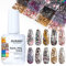 BURANO Transferfolie Nägel Nagelfolien, Nail Art Foil Kleber Folienkleber mit 10PCS Foliensticker,Transferfolie Nagelsticker 15ml 1 Flaschen Nail Art Klebetransfer (Leopard Foil 08)