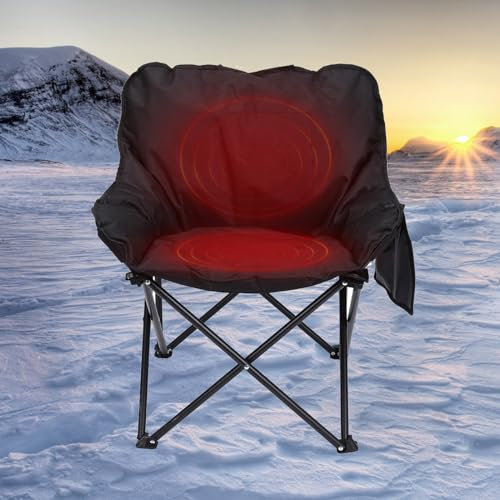 Beheizter Campingstuhl in übergröße | Beheizte Klappstühle Für Outdoor-Sportarten Mit Vollständig Dicker Polsterung | Beheizbarer Campingstuhl Für Erwachsene, Robust | Unterstützt 420 Pfund,Pink-XL