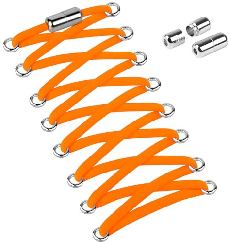 Widamin 2 Paar Elastische Schnürsenkel für Erwachsene und Kinder, Schnürsenkel Ohne Binden mit Metallkapseln, Orange