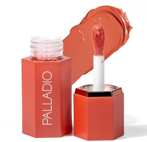 Palladio Flüssiges Rouge für Wangen & Lippen 2-in-1 Make-up Rouge, Gewichtslose Cremeformel, Wischfeste Langzeit-Pigmentierung, Natürlicher Look Make-up Rouge, Strahlendes Finish, Sunny Coral