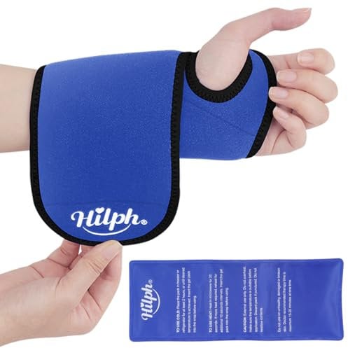 Hilph Kühlmanschette für Handgelenk, Kühlpad zur Schmerzlinderung bei Karpaltunnelsyndrom, Arthritis, Schwellungen, Verstauchungen - Handgelenkbandage mit Kühlpack (Blau)