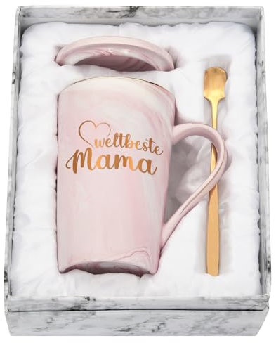 Joymaking Kaffeetasse Weltbeste Mama Geschenk Muttertag Geburtstag Weihnachten Geshenkidee für Beste Mama Tasse mit Spruch - Weltliebste Mama, Rosa 400ml