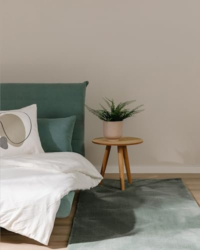 benuta Basic Kunstfaser Fellteppich Furry - Grün 80x250 cm - Weicher Wohnzimmerteppich - Anti-Rutsch-Rückseite - Waschbar - Für Fußbodenheizung geeignet