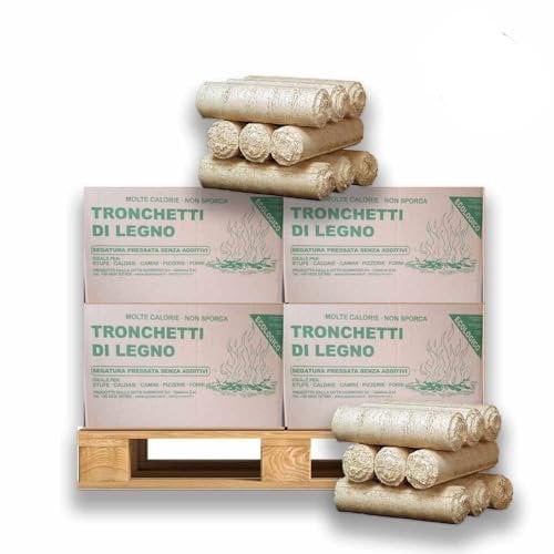 Tronchetti da Ardere in Legno Pressato per Camino 30 kg, per camino, stufa, forni a legna, 3x10 kg
