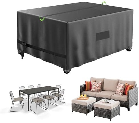 Neuradical Garden Furniture Cover - Waterproof Patio Sofa Covers, Oxford Fabric Cover for Outdoor Table & Chairs, Outside Cube Rattan Set Covers with Air Vent, Anti-UV - Tear Resistant 250x200x90cm