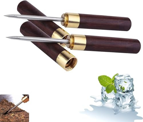 Yitobici Set rompighiaccio in Acciaio Inox, 2 Pezzi, tritaghiaccio, rompighiaccio con Manico in Legno, per l'uso in Cucina, Ristorante, Bar, Barista, Picnic