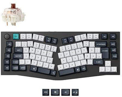 Keychron Q10 Max Alice 75% deutsches DE-ISO-Layout, benutzerdefinierte drahtlose mechanische Tastatur mit Drehknopf, QMK/VIA programmierbar, 2,4 GHz/Bluetooth/verkabelt, Gateron-Braun-Schalter