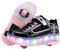 Jungen Mädchen Automatisch 2 Räder Skateboardschuhe, Rollschuhe für Kinder Schuhe Mit Doppelt Rollen, Outdoor Fitnessschuhe Sneakers, Schwarz-Rosa, 39 EU