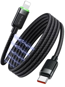 mcdodo Magnetisches USB C auf Lightning Kabel iPhone Ladekabel USB C 36W LED Nylonspirale Typ-C-Schnellladekabel kompatibel mit iPhone 14 13 Pro Max Mini XS XR X 8 7 SE