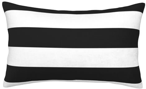 YFSGDLBN Kissenbezug, gestreift, schwarz-weiß, bedruckt, dekorativer Kissenbezug, quadratisches Kissen