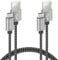 deleyCON USB-C Kabel SET (2 Stück je 1m) Nylon Ladekabel Datenkabel USB Typ C Metallstecker Laden & Synchronisieren von Handy & Smartphone