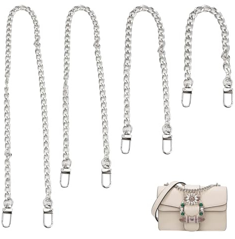 4 stycken fickkedjor silver, kedja för väska silver, 30/60/100/120 cm metall axelremmar, väskor handtag kedja, väska kedjor för mobiltelefonkedja silver handväskor bärrem plånbok kedjor remmar