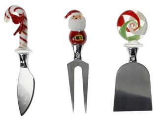 Brandani 81102 COLTELLI FORMAGGIO CHRISTMAS SET 3 PEZZI VETRO/INOX - Lavabile in Lavastoviglie