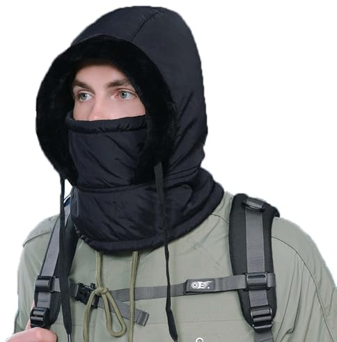 WUODHTW Damen Herren Mütze, Trappermütze, Wintermütze, Uschanka, Ohrenklappe, Jagdmütze, Fliegerhut, winddicht, Skifahren, Schneehut, Schwarz, Einheitsgröße