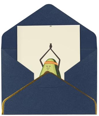 Weihnachtskarte mit niedlichem Yoga-Avocado-Druck, Happy Holiday-Karte, einzelne unbedruckte Karte mit Umschlag, 11,4 x 15,7 cm