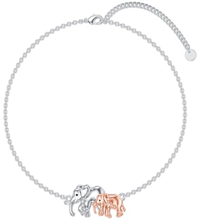 AOBOCO 925 Sterling Silber Elefanten Fußkettchen Schmuck für Damen