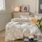 Covebett Bettwäsche Baumwolle 155x220 Grün Blätter Blumen Klein Geblümt Muster Bettbezug Set Aesthetic Botanisch Blumenwiese Blumenmuster Deckenbezug Reißverschluss und Kissenbezug 80x80cm