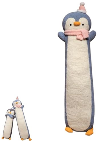 AQCQDQ Plüsch Pinguin Kuscheltier, Pinguin Kissen, Pinguin Stofftier, Cartoon Weiches Pinguin Nackenkissen Puppen, Pinguin Plüschtier für Mädchen Jungen (90cm,Blau)