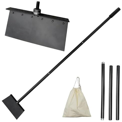Pelle de Jardin multifonctionnelle, Pelle Plate à Long Manche, grattoir pour Mousse et Mauvaises Herbes, Outils de Jardinage pour désherber, Tailler Les Bordures de pelouse, déneige (Noir A)