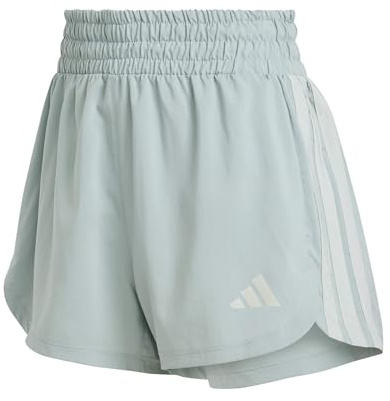 adidas Women's Pacer Workout Woven High Rise Shorts, Wonder Sage/Black, M 5 inch