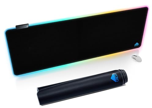 Cacoy 1400x500 mm RGB Tappetino Mouse Gaming XXL, Tappetino per Mouse da Gioco Extra Grande, 9 Modalità Luce, Antiscivolo Impermeabile LED Tappetino per Ufficio per Tastiera PC Computer Laptop, Nero