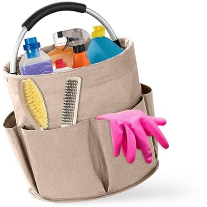 HMCEY Reinigungstasche Putzmittel Organizer Tragbar 17 L,Putzkorb Organizer Mit Griff und Tasche,Universal Reinigungs Caddy Cleaning,Putztasche Faltbar,Putzmittel Aufbewahrung Korb für Badezimmer