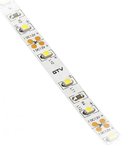 GTV LED Streifen 50m Rolle Flash 2835MW, 60 LEDsm, Dimmbar, alle 5cm teilbar, 3,7Wm, 12V DC, 8mm breit, Lichtband für Möbel Küche, Warmweiß 3200K