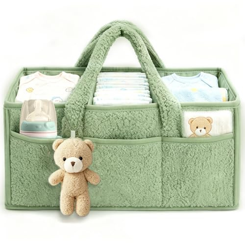 YYSWSAKY Organizer per Pannolini, Organizer Fasciatoio con Scomparti Rimovibili e Maniglie, Portatile Cestino Portaoggetti Bambini, Porta Pannolini per Salviette e Prodotti Neonato