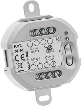 Ricevitore Universale Multifrequenza RX2 MFM, 2 Canali, 433-868 MHz, Rolling Code e Codice Fisso, 12-24V AC/DC, 40 Codici, Made in Italy