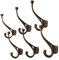 Homezone® 6pc Strong Rustic Brown Cast Iron Scroll Coat Hooks Wall Mounted Home Storage Hooks for Hanging Heavy Duty Robust Metal Shed Garage and Hallway - Ideal Door Hook for Tools Coats Overalls