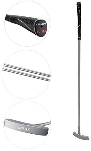 LEAGY Zeitloser klassischer Golf-Putter, 88,9 cm Länge, Putt Putt Style Zwei-Wege-Kopf und Premium-Gummigriff für Männer und Frauen für Rechts- oder Linkshänder (Silber)