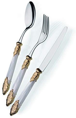 D & D – Domus and design cd24vegs/BN Set Couverts, acier 18/10/metcrilato, blanc nacré