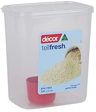 Décor Tellfresh Tall Large Storage Container with Pantry Scoop | Large Airtight Container | Practical & Stackable Design | 3L Capacity