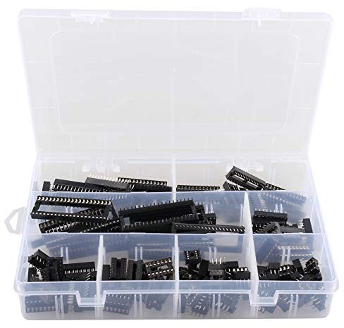 HALJIA 100 Stück 2,54 mm Pitch Dual Row DIP-IC-Sockel Lötmittel-Adapter-Set 6, 8,14,16,18,24,28,40 Pin