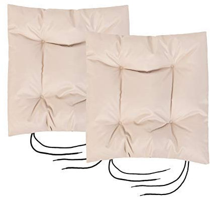 Gardenista Sitzkissen für Gartenstuhl, mit Bändern, rutschfreie, hypoallergene, getuftete Polsterung, wasserabweisend, dicke Qualität, ideal für drinnen und draußen, sichere Bänder (2 Stück, Stein)