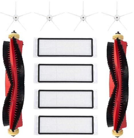 JoyBros Kit de Accesorios para Roborock S5 Max S6 Pure S6 maxV E4 E5 4x Cepillo Lateral Negro 2x Rodillos Principales 4x Filtros (10-Pack)