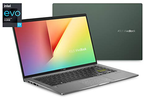 ASUS VivoBook S15 Thin & Light Laptop, 14” FHD Display, Intel Core i7-1165G7 Processor, 8GB LPDDR4X RAM, 512GB PCIe SSD, Thunderbolt 4, Wi-Fi 6, Windows 10 Home, Deep Green, S435EA-BH71-GR