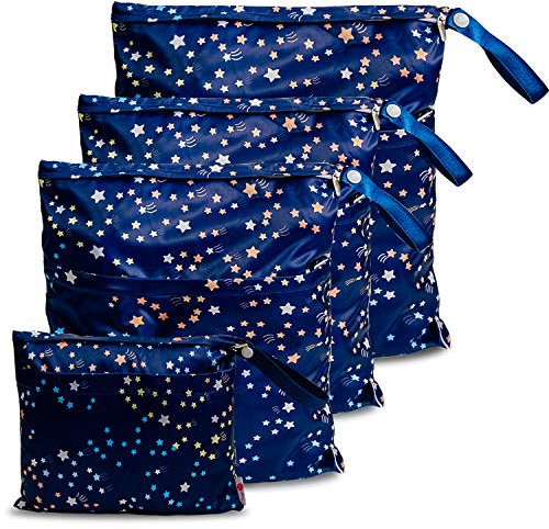 Joyo roy Nappy Bag 4pcs Wet Bag for Baby Diapers Wet Bag for Cloth Nappies Wet Suit Bags for Beach Pool Daycare Gym SMML