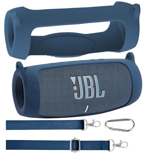 co2CREA Custodia in silicone per JBL Charge 5 Speaker Bluetooth Portatile(Altoparlante non incluso)(blu navy)(solo scatola,Case Only)