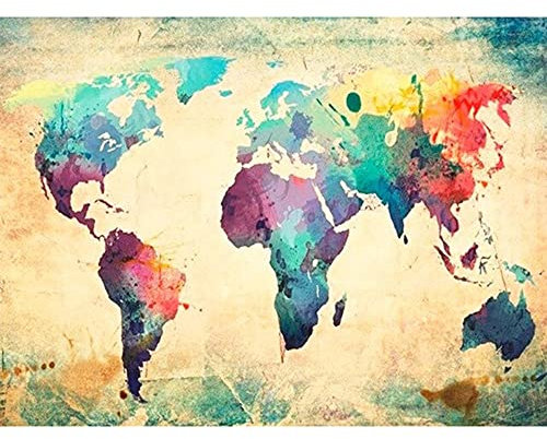 ZHXXFD Peinture Numero Adulte avec Cadre en Bois Carte du Monde Bricolage Peinture par numéros Enfant Acrylique A l'huile Romantique DIY Paint by Numbers Tableau À Peindre avec Numéro(A216)