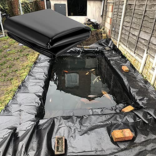 SMYH Teichfolie, Teichmembran, Gartenteichplane, 3x7m 5x6m 7x7m 8x10m 11x12m 12x12m, Schwimmteich, Koiteich, Wasserfälle, 0.2mm, Reißfest, Witterungsbeständig, HDPE