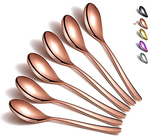 Kupfer-Teelöffel, 6 Stück, Besteck, Edelstahl, Teelöffel für Zuhause, Küche oder Restaurant, spülmaschinenfest (16,8 cm)