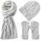 Villand 3 in 1 Damen Wolle Mütze, Schal & Handschuh Winter Sets, 3-teilige Zopfstrickmütze für Damen mit Geschenkbox (Grau)