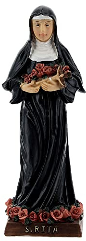 Holyart Statuen aus Resin und PVC: Statue aus Harz Rita von Cascia mit Rosen, 13 cm