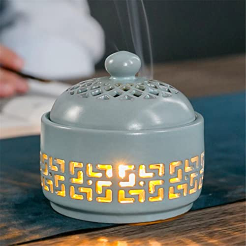 YQHWLKJ Led Night Light Incense Burner Hollow Ceramic Plate With Fire Cotton Creative Crafts Home Office Decoration