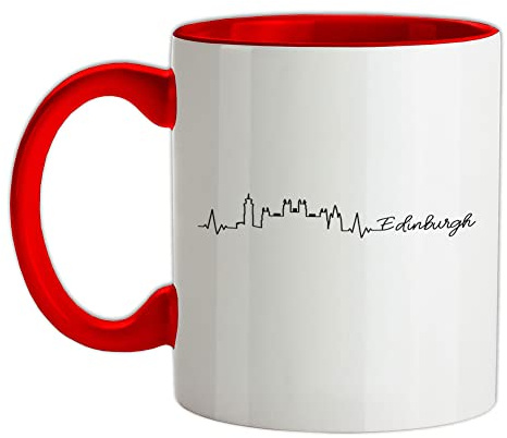 Edinburgh Heartbeat - 11oz - Ceramic Two-Tone Mug for Coffee/Tea - Red/White - One Size