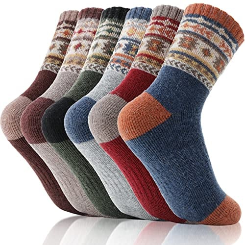 EBMORE Kids Merino Wool Hiking Walking Socks Boys Toddlers Girls Winter Thermal Thick Warm Boot Cushion Ski Snow Socks 6 Pairs