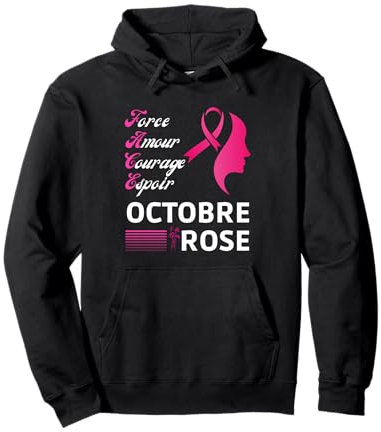 Octobre rose logo ruban rose sensibilisation cancer du sein Sweat à Capuche